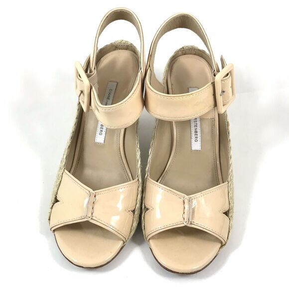 Diane Von Furstenberg Sudan‎ Espradrille Wedge Sandals Patent Shoes Size 6.5M - Picture 3 of 10